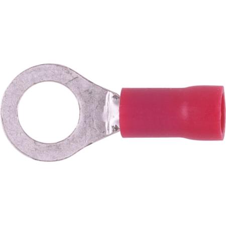 Vinyl Ring Terminal in Red, #22 -18 AWG, 1/4 in Stud, 100 Pack