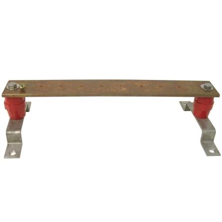 2 x 14 x 1/4 in Copper Ground Bus Bar with Mounting Hardware