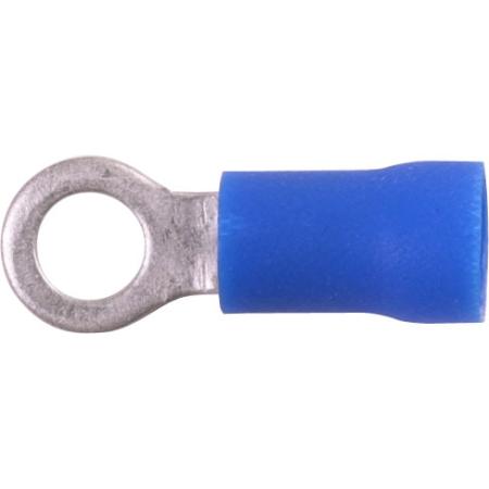 Vinyl Ring Terminal with Butted Seam in Blue, #16 - 14 AWG, #8 Stud, 100 Pack