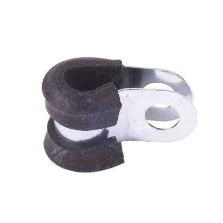 Stainless Steel Cable Clamp with Black Rubber, 1/4 in Hole Size, 100 Pack