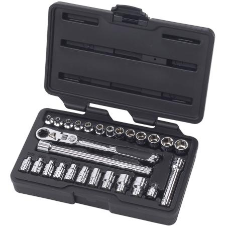 GearRatchet Set,1/4in drive, 27piece,SAE/Metric