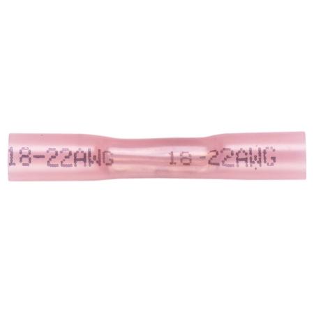 Vinyl Heat Shrink Butt Connector in Red, #22 - 18, 100 Pack