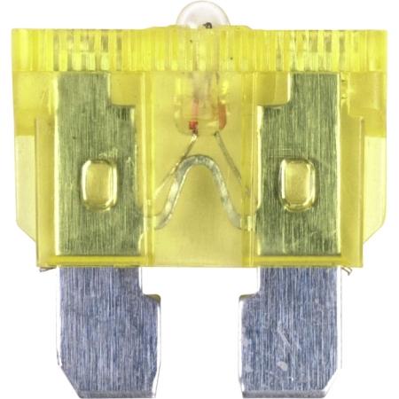 Plastic ATC Fuse with LED indicating in Yellow, 20 A, 10 Pack