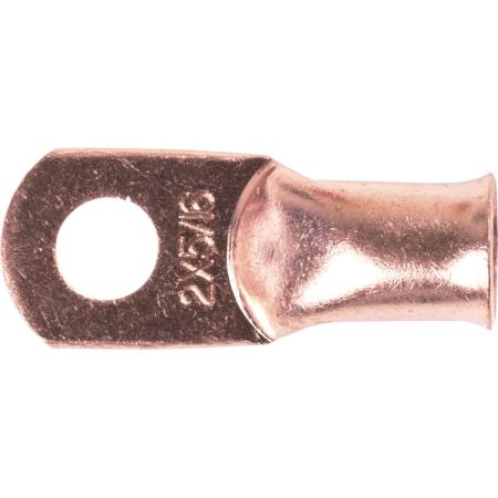 1 Hole Non-Insulated Copper Lug, #2, 5/16 in Stud, 10 Pack