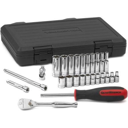 Socket Set, 1/4in SAE, 26 piece