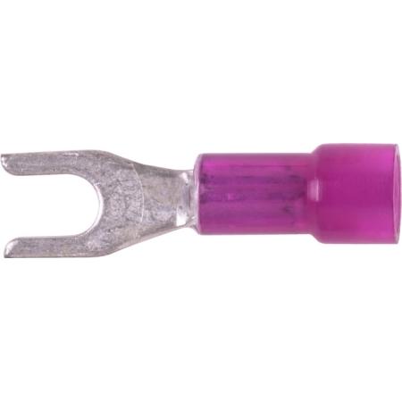 Nylon Fork Terminal with Butted Seam in Red, #22 - 18 AWG, #6 Stud, 100 Pack