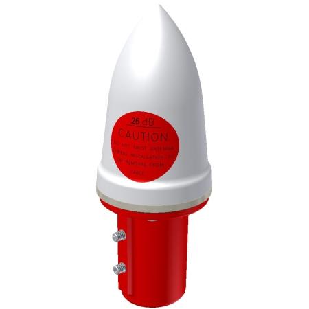 1575 MHz 3.5 dBic Timing Antenna with 26 dB Amplifier and Red Collar Mount