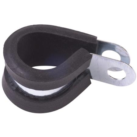 Stainless Steel Cable Clamp with Black Rubber, 3/4 in Hole Size, 100 Pack