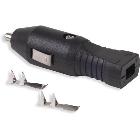 Cigarette Lighter Plug and Clips in Black, #16 AWG, 15 A, 12 V