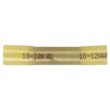 Heat Shrink Seamless Butt Connector in Yellow, #12 - 10 AWG, 100 Pack