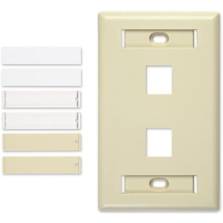 2 Port Single Gang Faceplate, Light Ivory