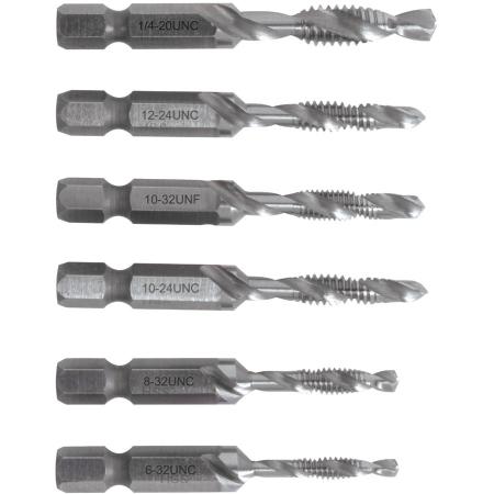6 Pc. Drill & Tap Bits,up to 10 ga. Metal