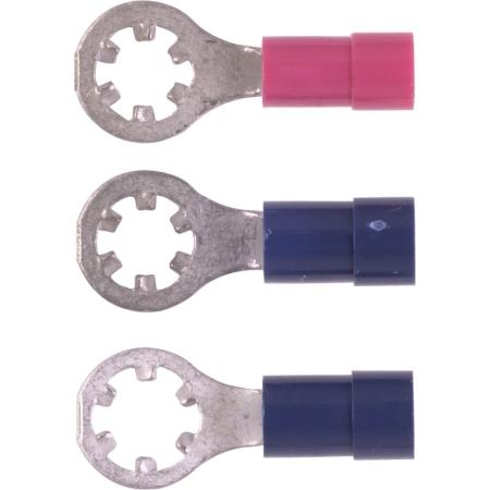 Vinyl Star Ring Terminals, 75 Piece Multicolored Assortment