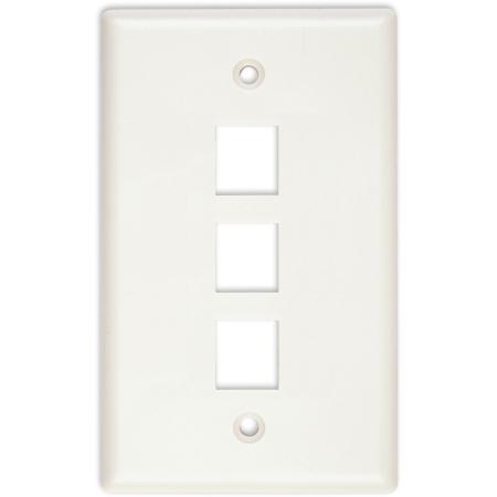 3 Port Single Gang Faceplate, White