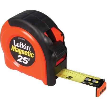 Tape Measure, 25'  long, 1in wide, Orange Case