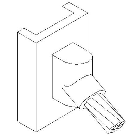 Cable to Vertical Steel at 45 Deg. Angle, #2 Solid