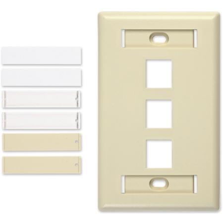 3 Port Single Gang Faceplate, Light Ivory