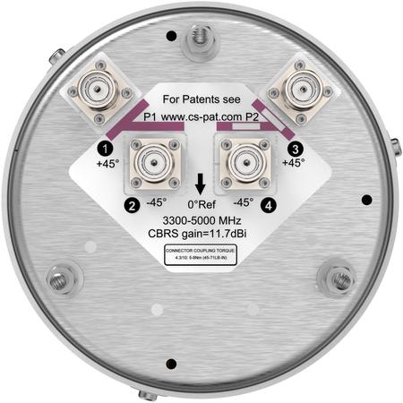 4x 3300 - 5000 MHz Small Cell Antenna with 4x 4.3-10 Female Connectors