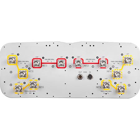 4x 698 - 896, 8x 1695 - 2360 MHz Outdoor Sector Antenna with 12x 4.3-10 Female Connector, 65 Deg HPBW