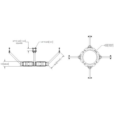 KICKER SUPPORT 30-60in Mono,4Sect 3ftArm