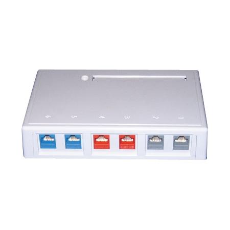 Category 5E Surface Box, 6 Port, RJ45 (8x8)
