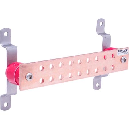 1/4 x 2 x 6 in Tin Plated Copper G Hole Pattern Ground Bar