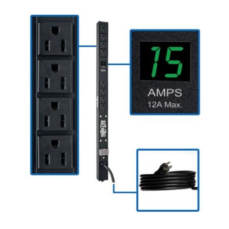 15 ft 1.4kW Single-Phase Metered PDU, 120V 24 in