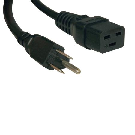 10' AC Power Cord, C19 to 5-15P, 3x14AWG 15A 125V