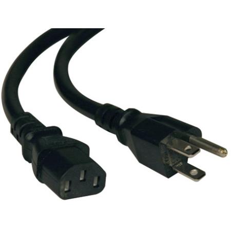 6' HD AC Power Cord C13 to 5-15P 3x14AWG 15A 125V
