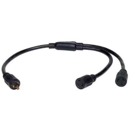 1' Power Splitter Cord L6-20P2x L6-20R 3x10AWG 20A