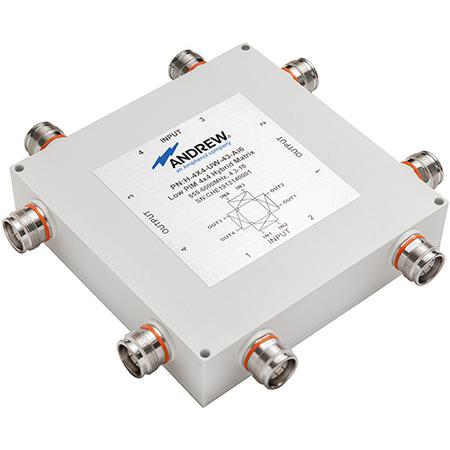 555 - 6000 MHz Low PIM 4x4 High Power Hybrid Matrix, 4.3-10 Female