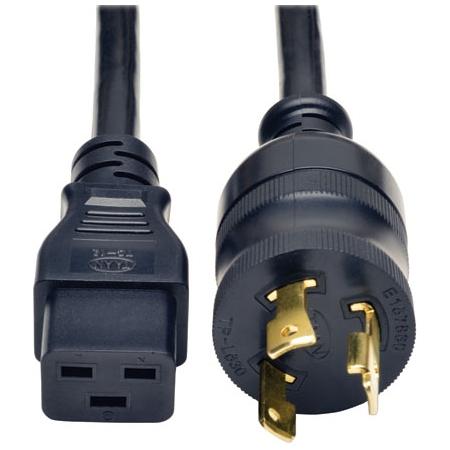 12' HD Power Cord, C19 to L6-30P, 3x12AWG 20A