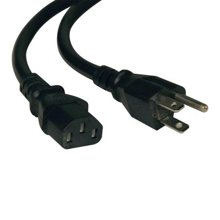 10' AC Power Cord, C13 to 5-15P, 3x14AWG 15A 125V