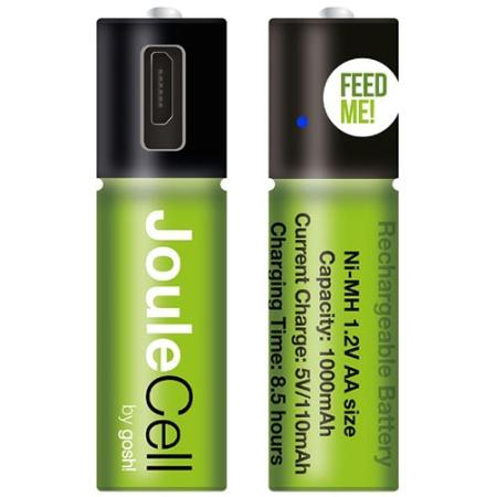 AA MicroUSB Rechargable Battery in Green/Black