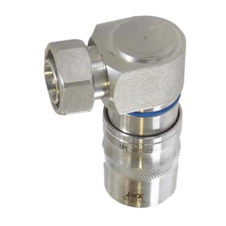 4.3-10 Right Angle Connector for 1/2 in Trilogy Plenum Cable, 50 Ohm, DC – 6 GHz
