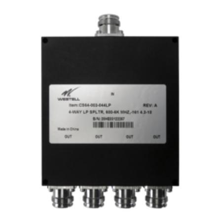 575 - 6000 MHz 50 W Four-Way Low Power Splitter, 4.3-10 Female