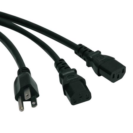 6' Universal Power Cord Splitter, 5-15P to 2xC13