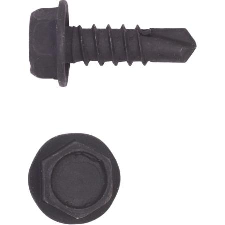 Hex washer head TEK screw #8x3/4" Black/250 pack