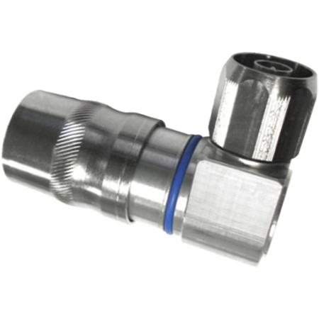 N Male RA Connector, 1/2" Tril. Plenum
