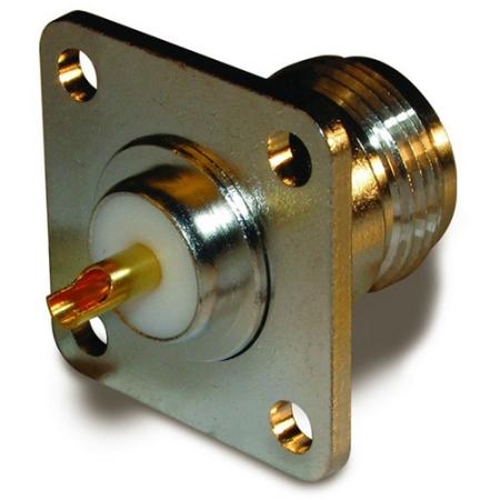 4-Hole Flange N-Fem Straight Solder Cup Connector