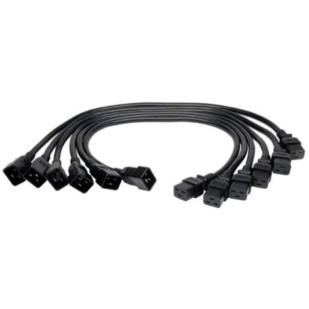 2' HD Power Cord C19 to C20 12AWG 20A 250V 6/pk