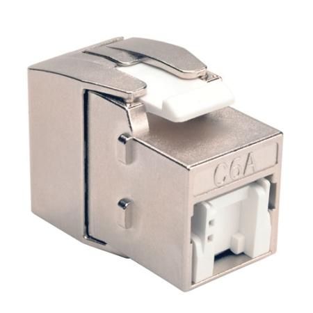 Toolless Shielded Cat6a Keystone Jack - Gray