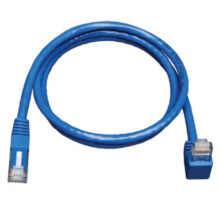 10' Cat6 Gigabit Assy RJ45 R/A Down M - RJ45M Blue