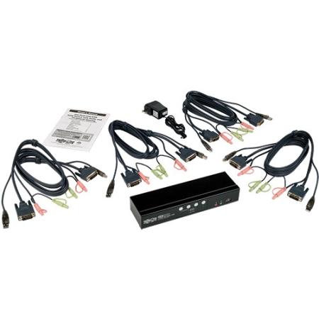 4-Port DVI Dual-Link/USB KVM Switch w/Audio&Cables