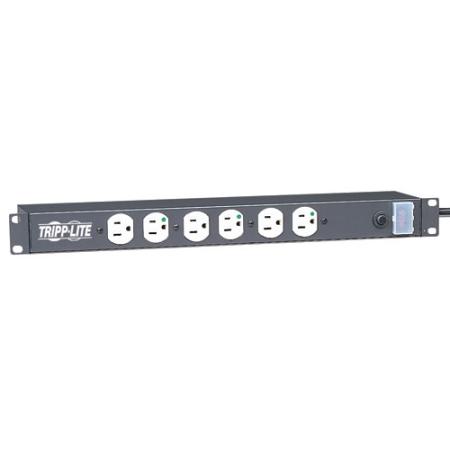 15' 1U Rackmount Power Strip w/12 Hospital Outlets