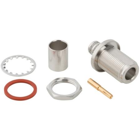 N-Female Straight Crimp Bulkhead RF Connector