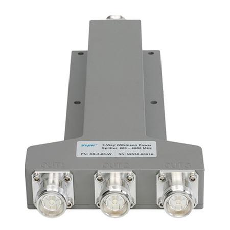 600 - 6000 MHz Three-Way Wilkinson Power Splitter with 4.3-10 Female Connectors