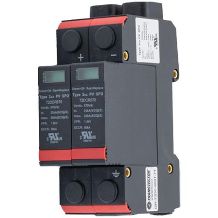 Indoor Two-Pole DIN Rail DC Surge Protector, 600 VDC, 50 kA MOV