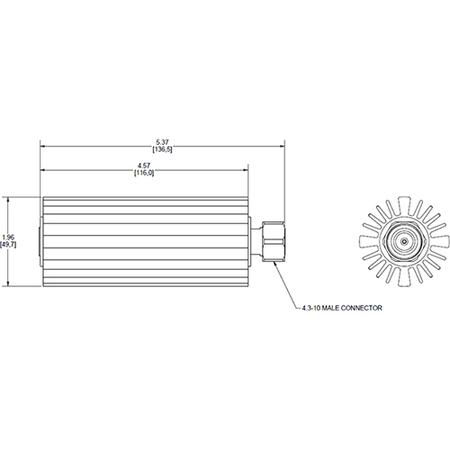 350 - 5925 MHz 40 W Low PIM Termination with 4.3-10 Male Connectors
