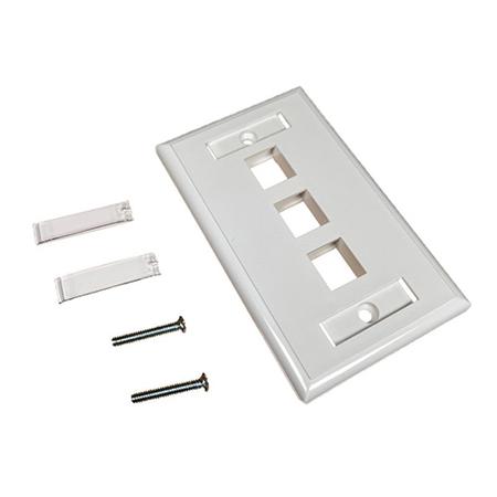 3 Port Single Gang Keystone Faceplate in White